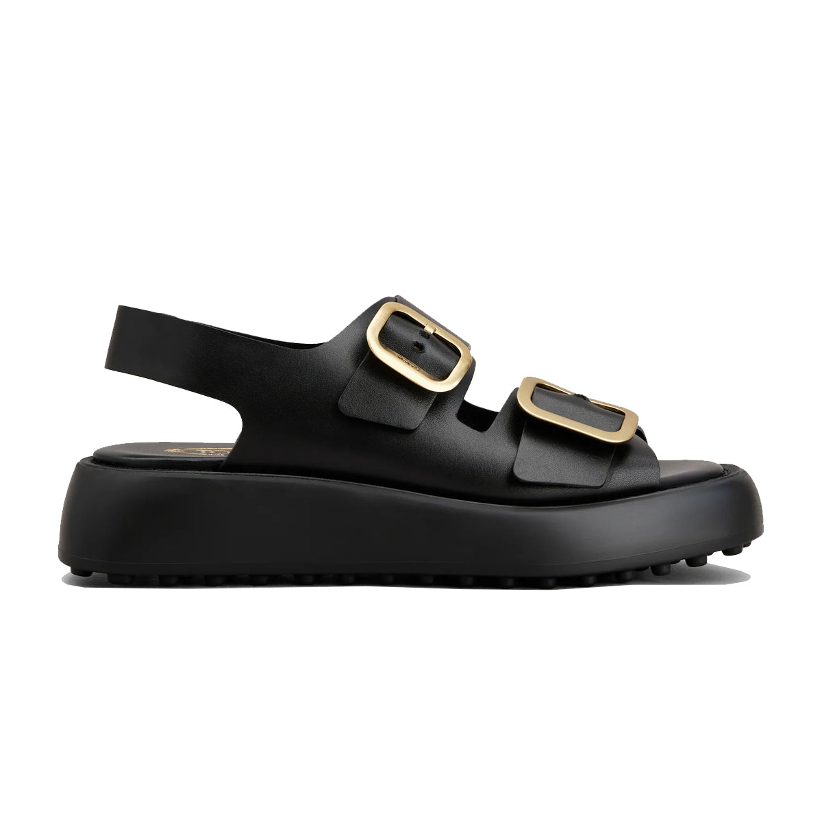 Chunky Double Buckle Leather Sandal