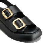 Chunky Double Buckle Leather Sandal