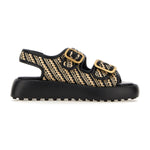 Chunky Double Buckle Raffia Sandal