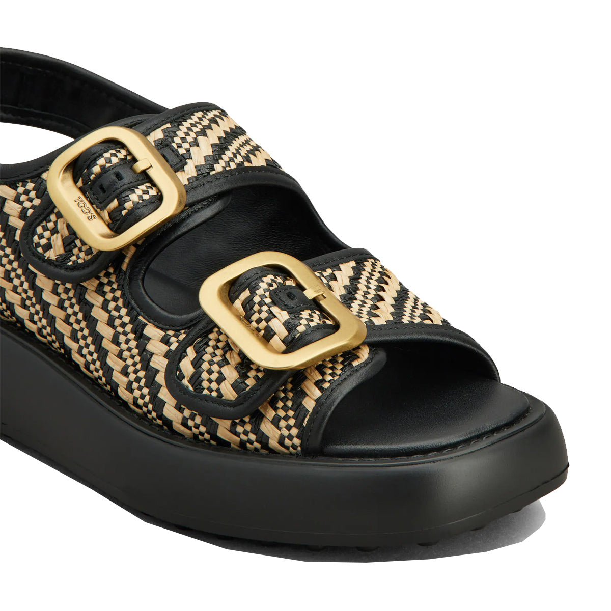 Chunky Double Buckle Raffia Sandal