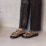 Chunky Double Buckle Raffia Sandal