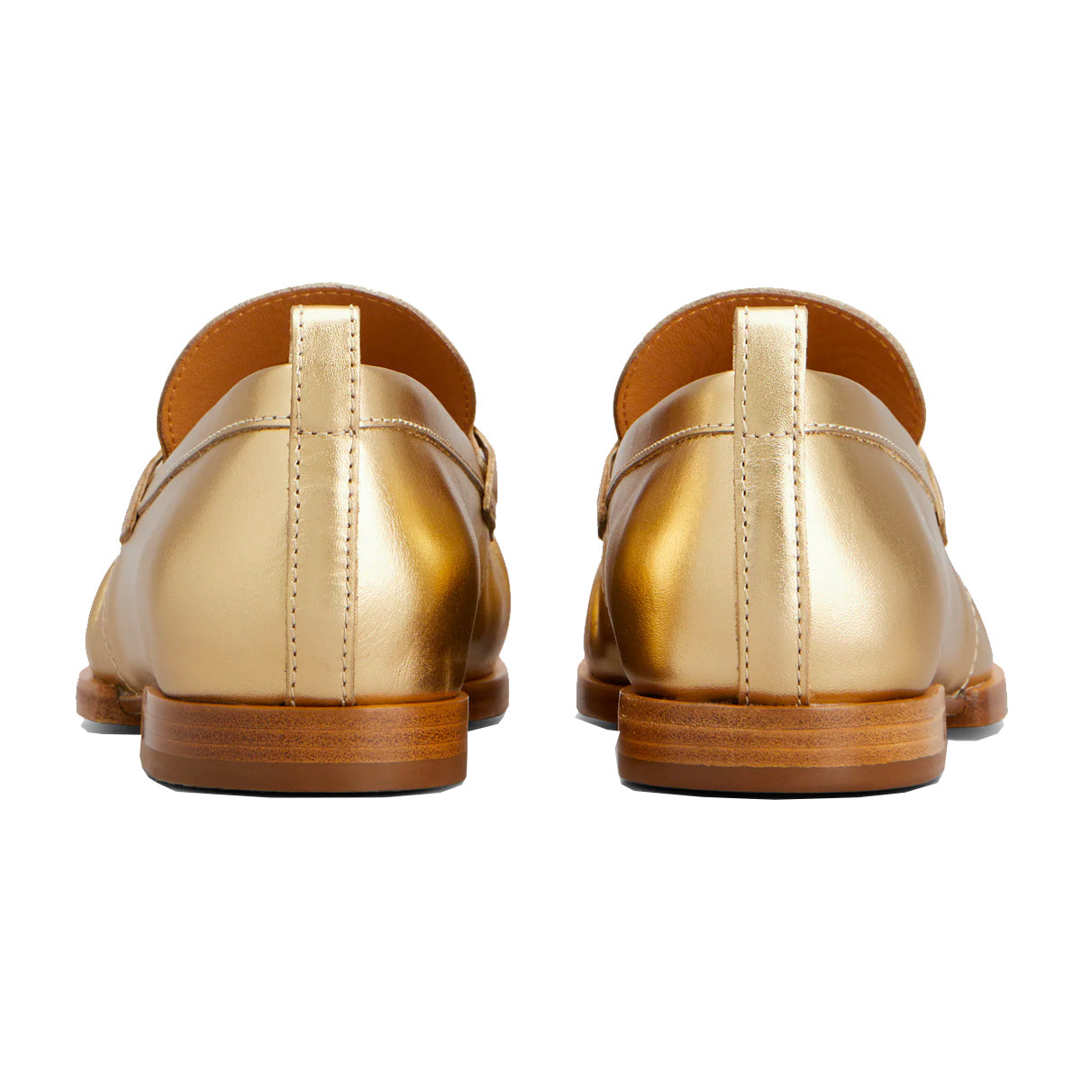 Metallic Mocassin Loafer with Chain Detail