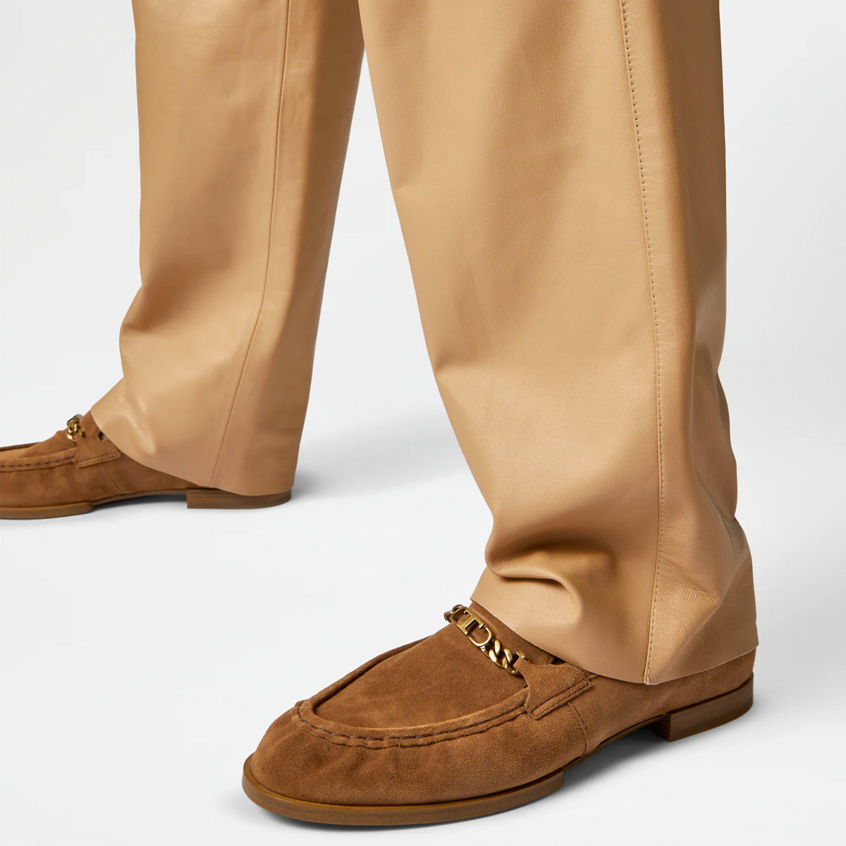 Suede Mocassin Loafer with Chain Detail