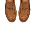 Suede Mocassin Loafer with Chain Detail