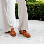 Suede Mocassin Loafer with Chain Detail