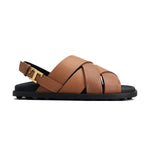 Logo Buckle Leather Strap Sandals