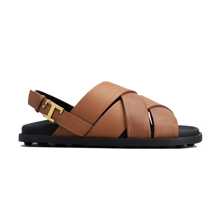 Logo Buckle Leather Strap Sandals