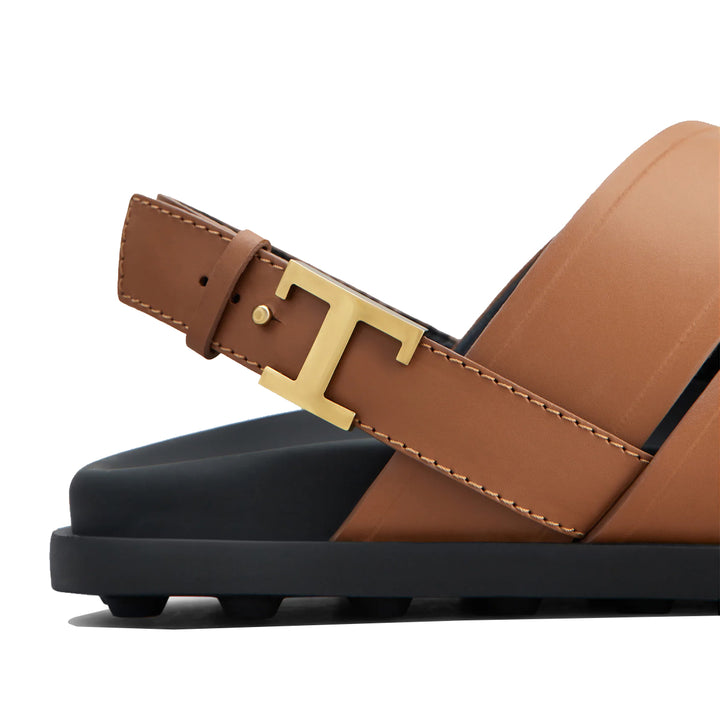 Logo Buckle Leather Strap Sandals