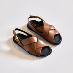 Logo Buckle Leather Strap Sandals