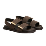 Barette Double Strap Nubuck Flat Sandals