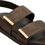 Barette Double Strap Nubuck Flat Sandals