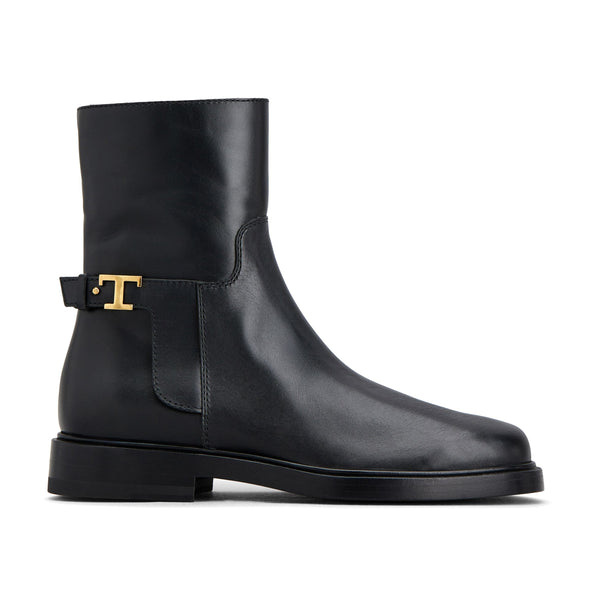 Timeless T Logo Plaque Ankle Boots