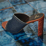 Annabelle 90 Embossed Denim Heels