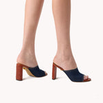 Annabelle 90 Embossed Denim Heels
