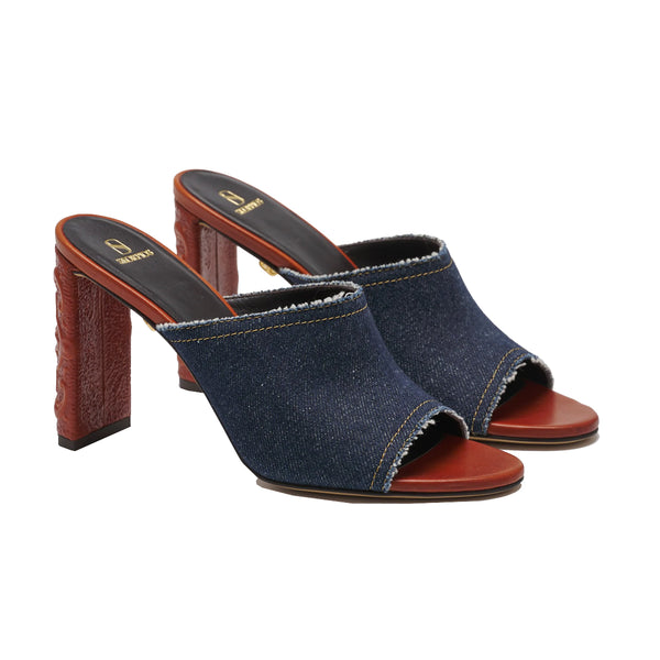 Annabelle 90 Embossed Denim Heels