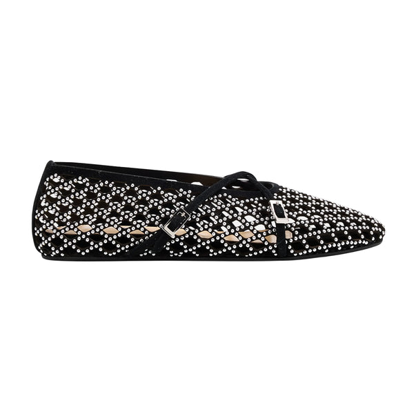 Crystal Mesh Suede Ballet Flats