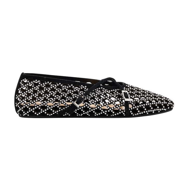 Crystal Mesh Suede Ballet Flats