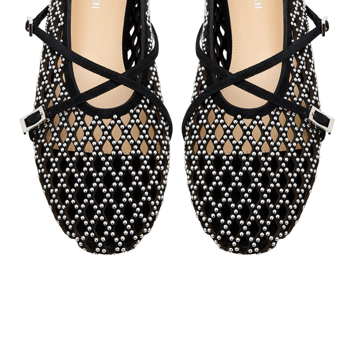 Crystal Mesh Suede Ballet Flats