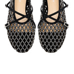 Crystal Mesh Suede Ballet Flats