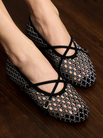Crystal Mesh Suede Ballet Flats