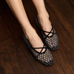 Crystal Mesh Suede Ballet Flats