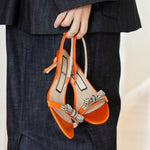 Bow Detail Satin Slingback Heel