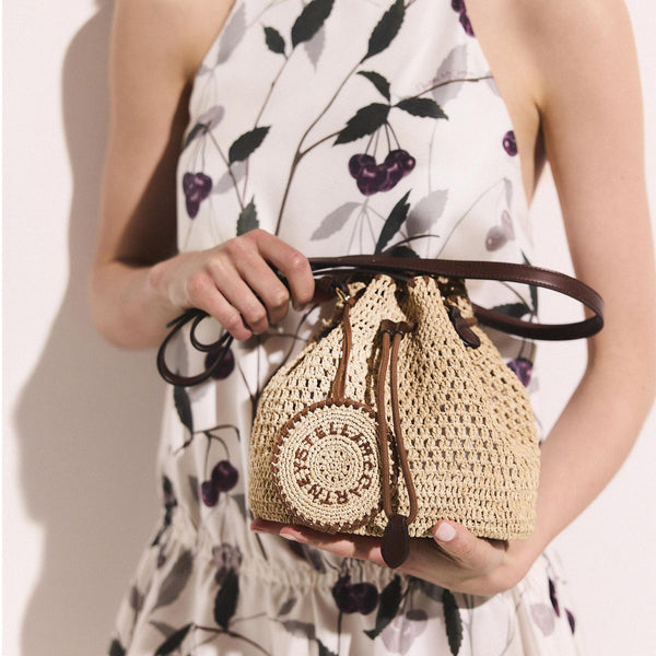 Falabella Crochet Raffia Bucket Bag