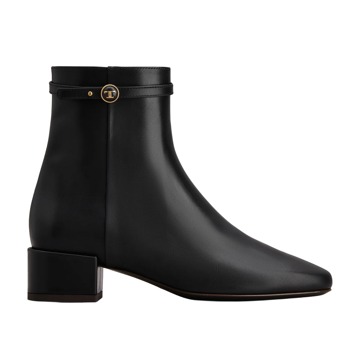 Button Detail Leather Ankle Boot