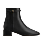 Button Detail Leather Ankle Boot