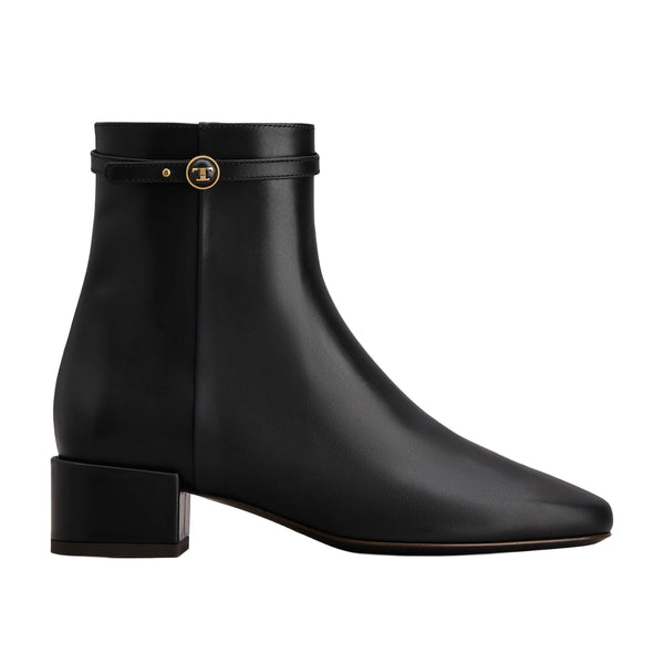 Button Detail Leather Ankle Boot