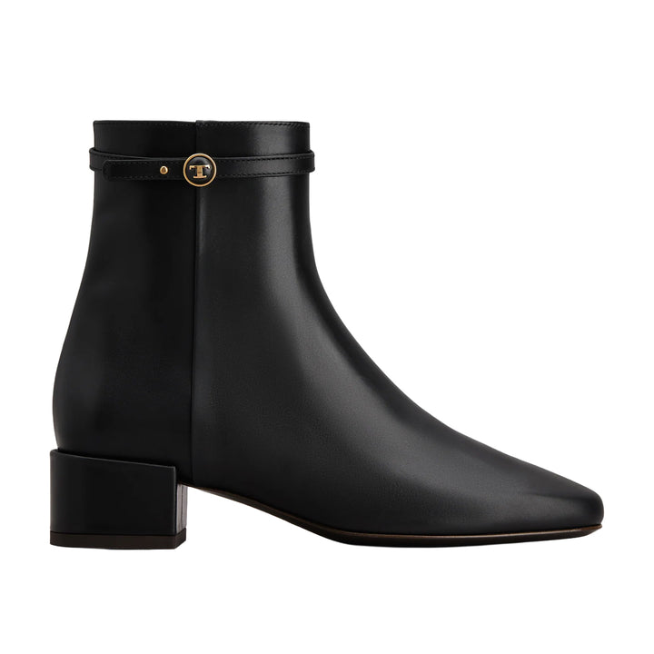 Button Detail Leather Ankle Boot