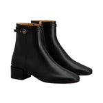 Button Detail Leather Ankle Boot