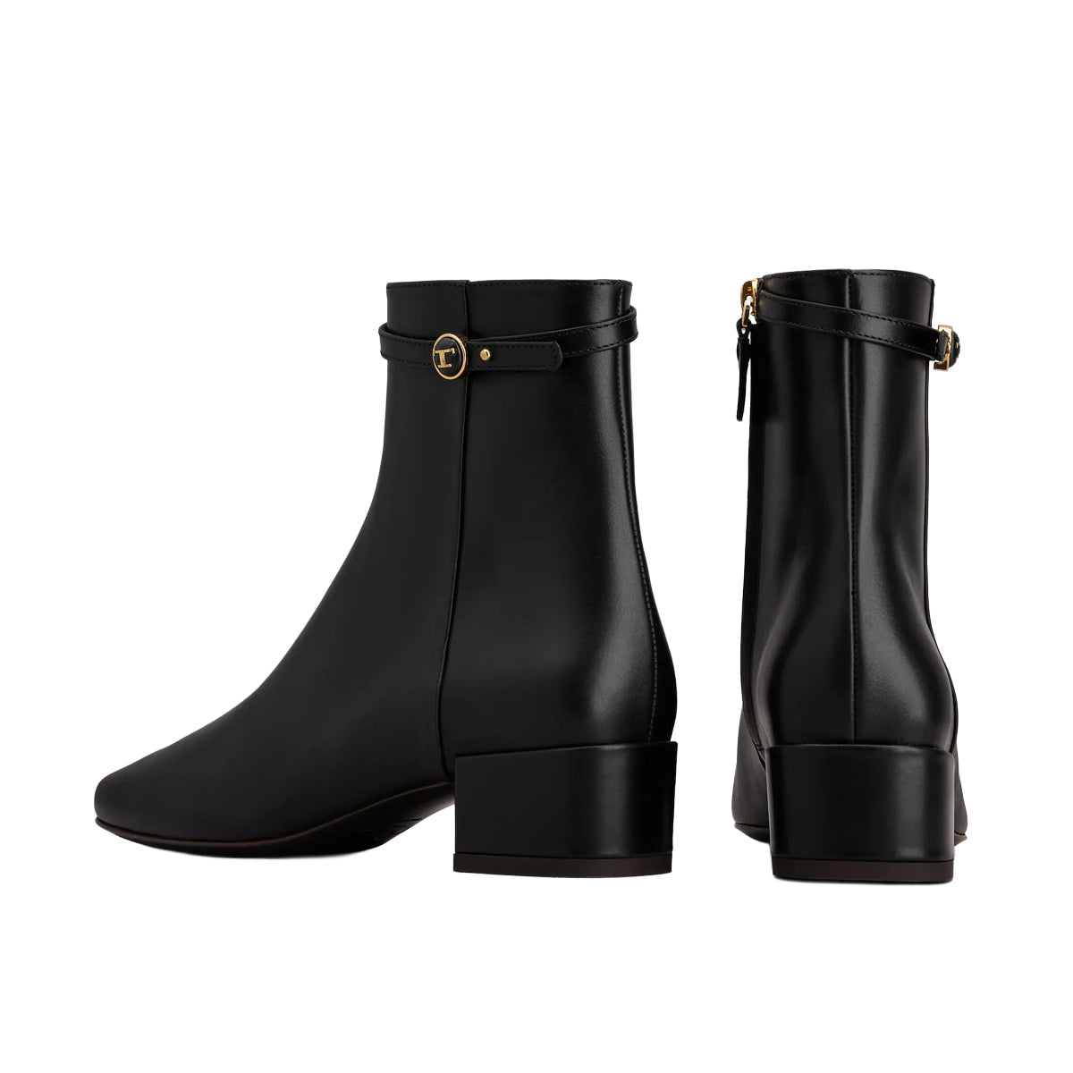 Button Detail Leather Ankle Boot