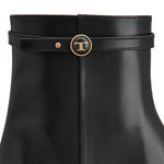 Button Detail Leather Ankle Boot