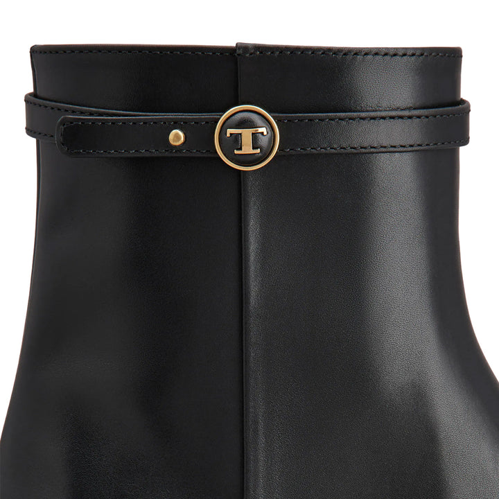 Button Detail Leather Ankle Boot