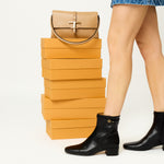 Button Detail Leather Ankle Boot