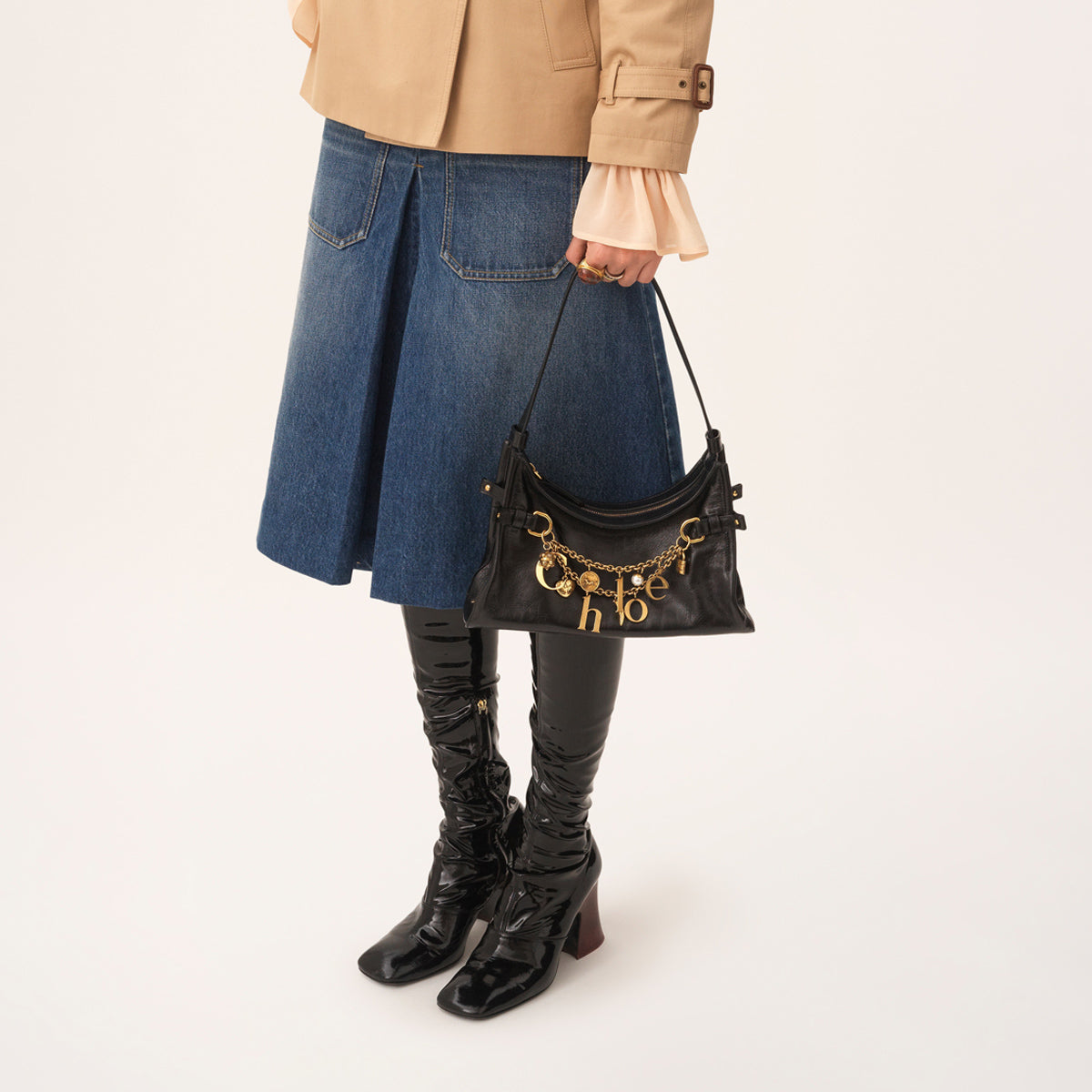 Charms Shoulder Hobo Bag
