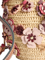 Blossom Creature Embellished Raffia Bag