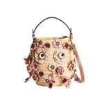 Blossom Creature Embellished Raffia Bag