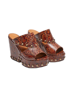 Dael Printed Leather Platform Mules
