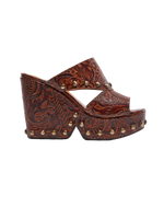 Dael Printed Leather Platform Mules