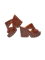 Dael Printed Leather Platform Mules
