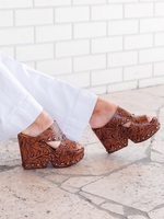 Dael Printed Leather Platform Mules