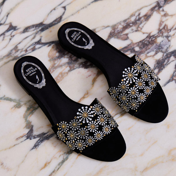 Daisy Crystal Embellished Slides