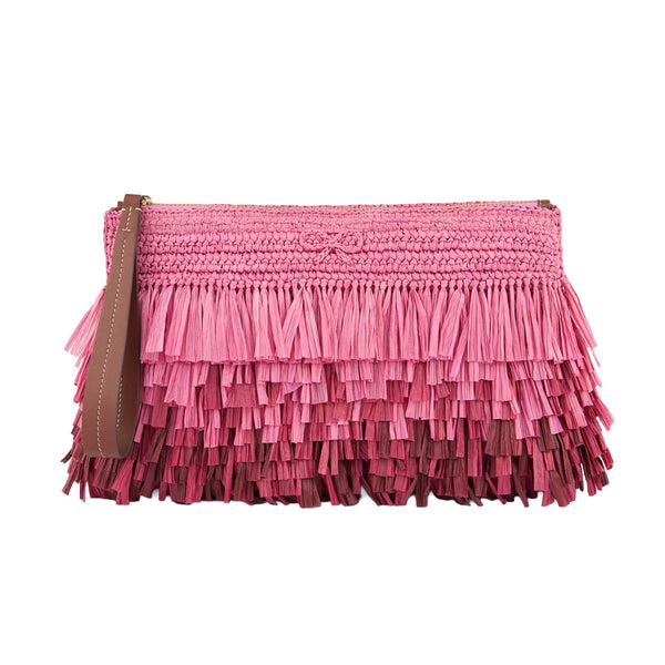 Degrade Shag Raffia Clutch