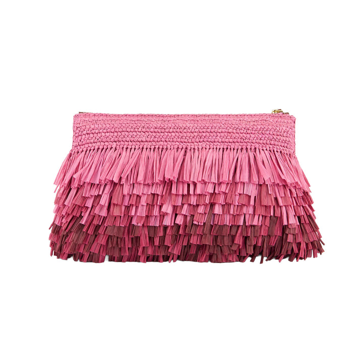 Degrade Shag Raffia Clutch