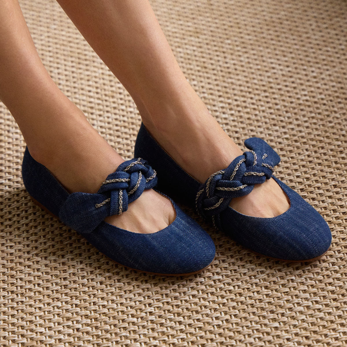 Melita Denim Chain Ballet Flat