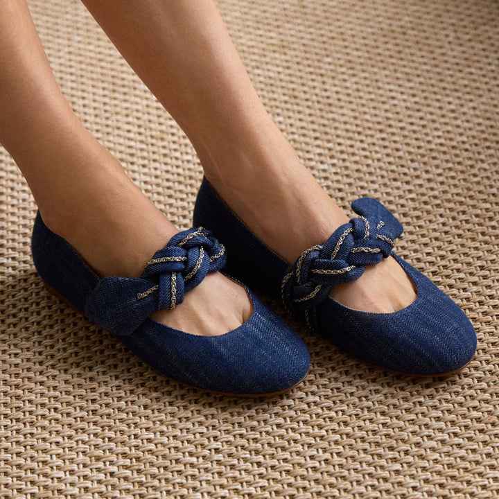 Melita Denim Chain Ballet Flat