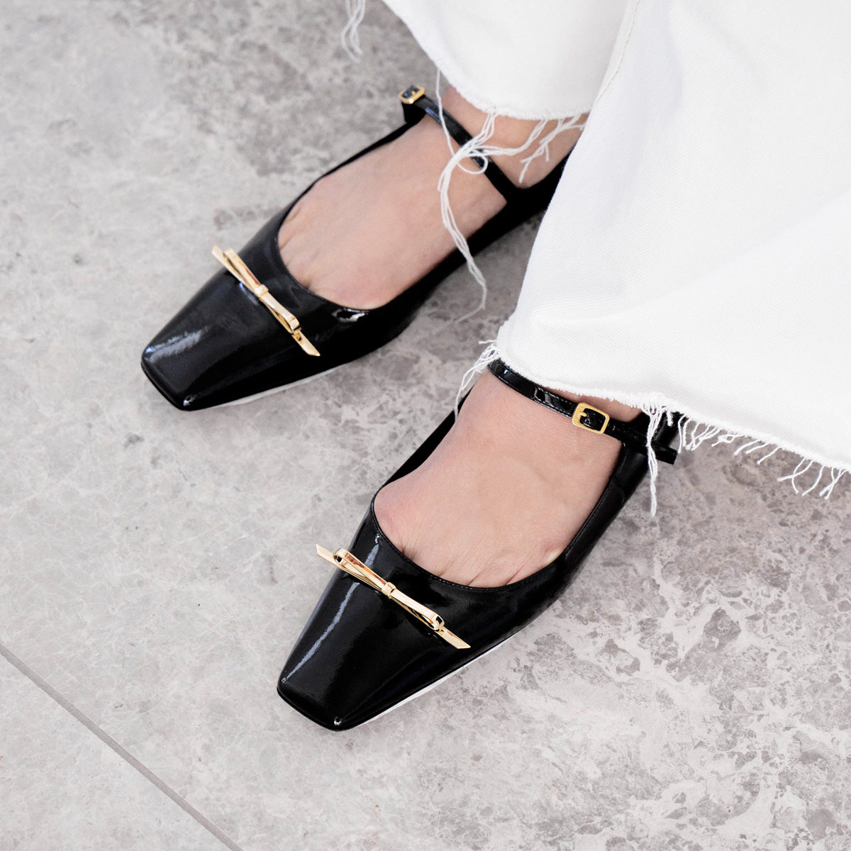 Bow Detail Square Toe Ballerina