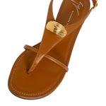 Embellished Flat Leather Thong Sandals